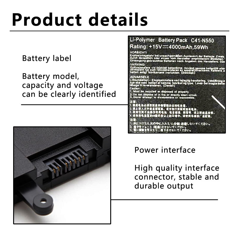 C41-N550 battery for laptop Replacement for ASUS N550JA N550JV N550J N550X47JV N550X47JV-SL N550JK Q550L Q550LF G550 G550JK
