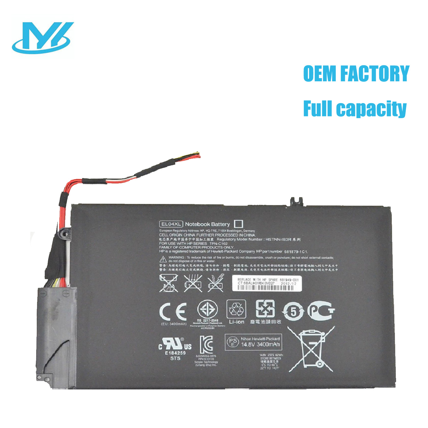 EL04XL rechargeable lithium ion Notebook battery Laptop battery For HP ENVY 4 HSTNN-UB3R HSTNN-IB3R Battery TPN-C102