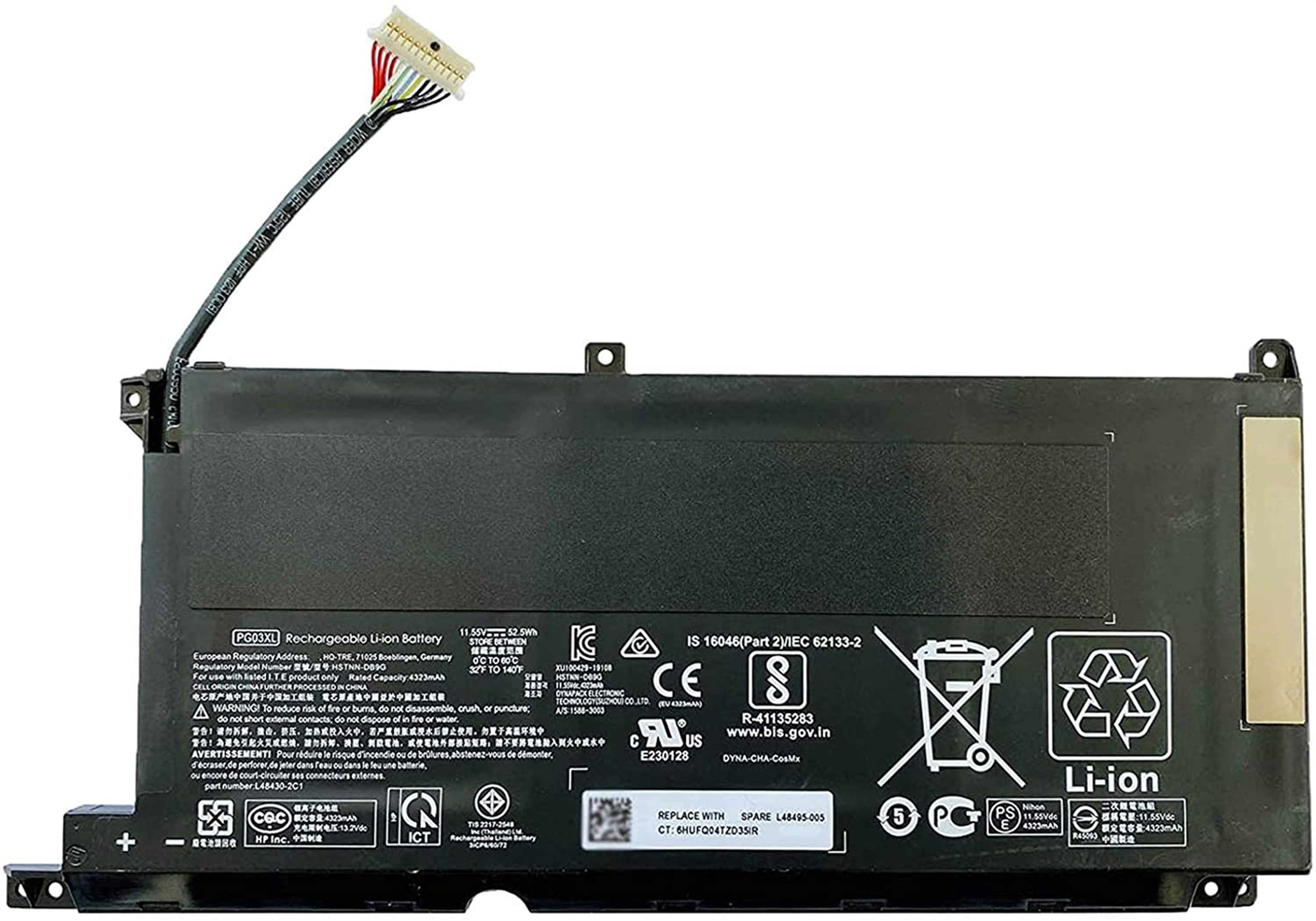 PG03XL rechargeable lithium ion Notebook battery Laptop battery for HP TPN-C141 TPN-Q229 15-dk0020TX 15-dk0021TX 15-dk0125TX 15-dk0127TX 11.55V 56Wh