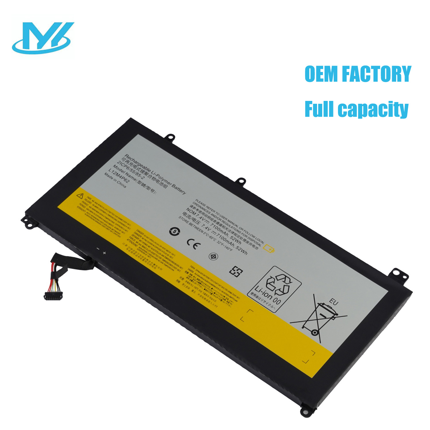 L12M4P62 rechargeable lithium ion Notebook battery Laptop battery For LENOVO Ideapad U430 U530 U530-20289 Touch 7.4V 52W/7100mAh