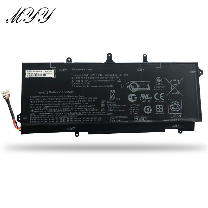 BL06XL BL06 rechargeable lithium ion Notebook battery Laptop battery 11.4 42Wh 3700mAh for HP laptop EliteBook Folio 1040 Series