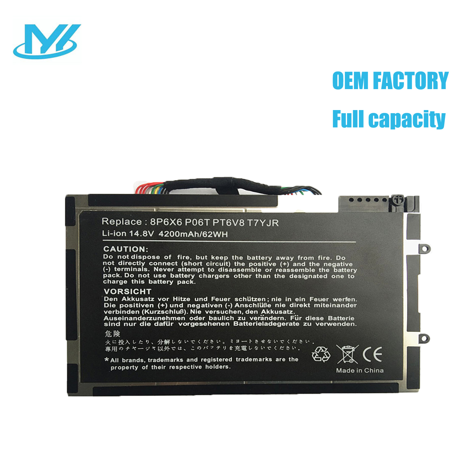 8P6X6 14.8V 4800mAh notebook battery laptop battery lithium battery For DELL Laptop M11X M14x R1 R2 R3 08P6X6
