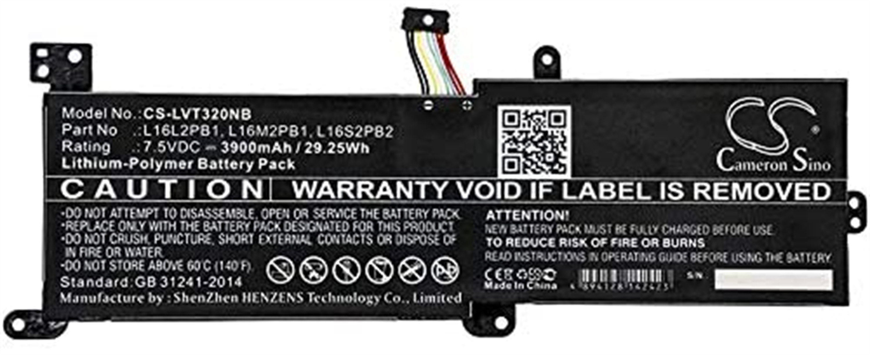 L16L2PB1 rechargeable lithium ion Notebook battery Laptop battery For Lenovo Lenovo Ideapad 320 320-15IAP 320-17IKB 320-17ISK V320 V320-17IKB 7.5V 3900mAh / 29.25Wh