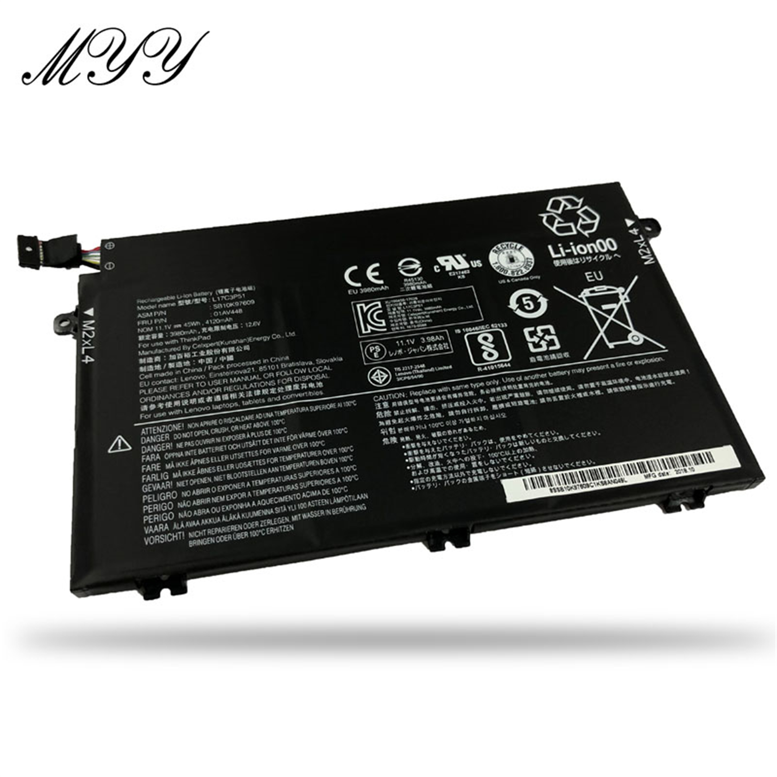 L17C3P51 rechargeable lithium ion Notebook battery Laptop battery For Lenovo For ThinkPad E580 E490 E585 E590 Series 11.1V 4120mAh (45Wh) 3CELL