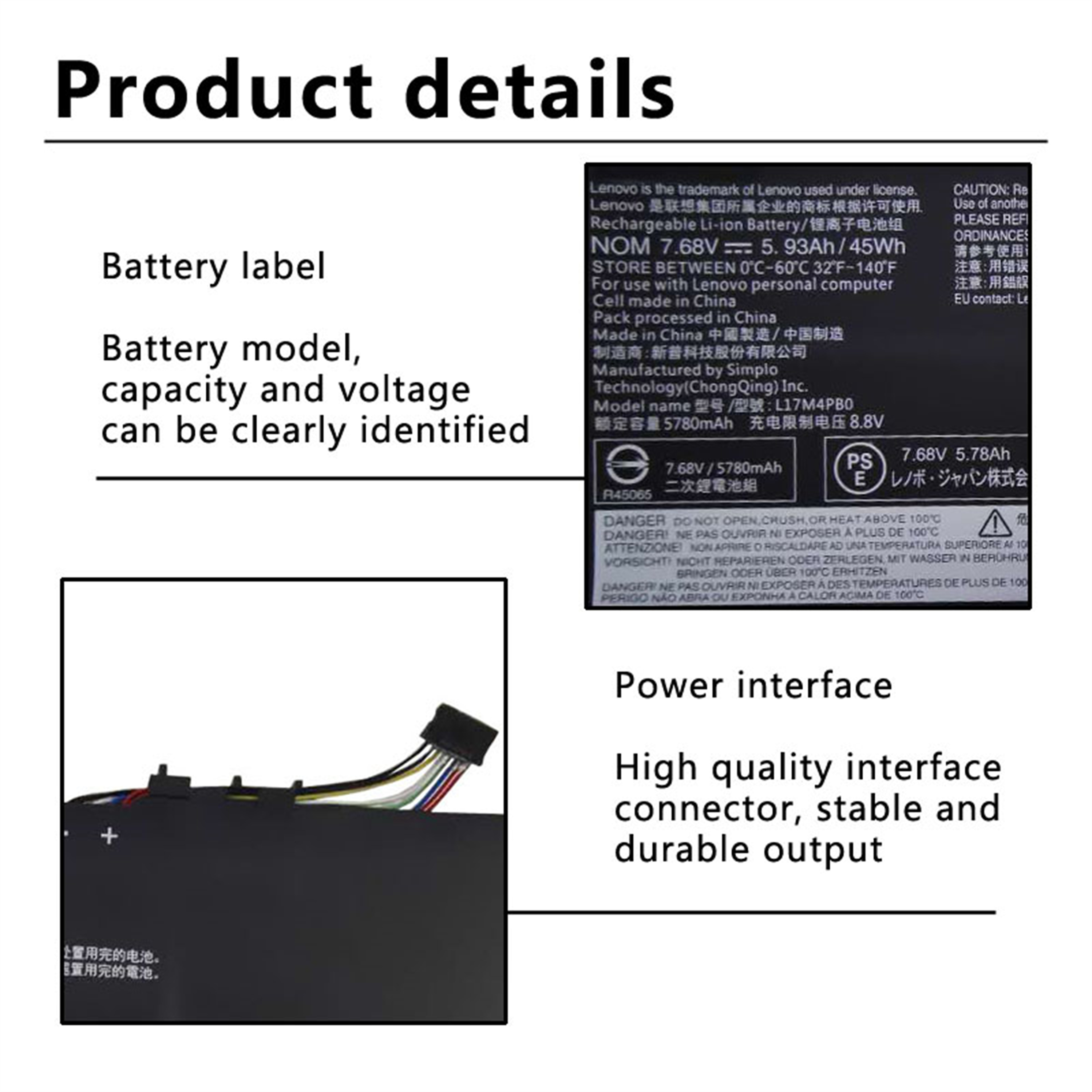 L17M4PB0 rechargeable lithium ion Notebook battery Laptop battery For Lenovo Lenovo Flex 6-14IKB Series IdeaPad 530S-14ARR Series IdeaPad 530S-14IKB Series IdeaPad 530S-15IKB Series 