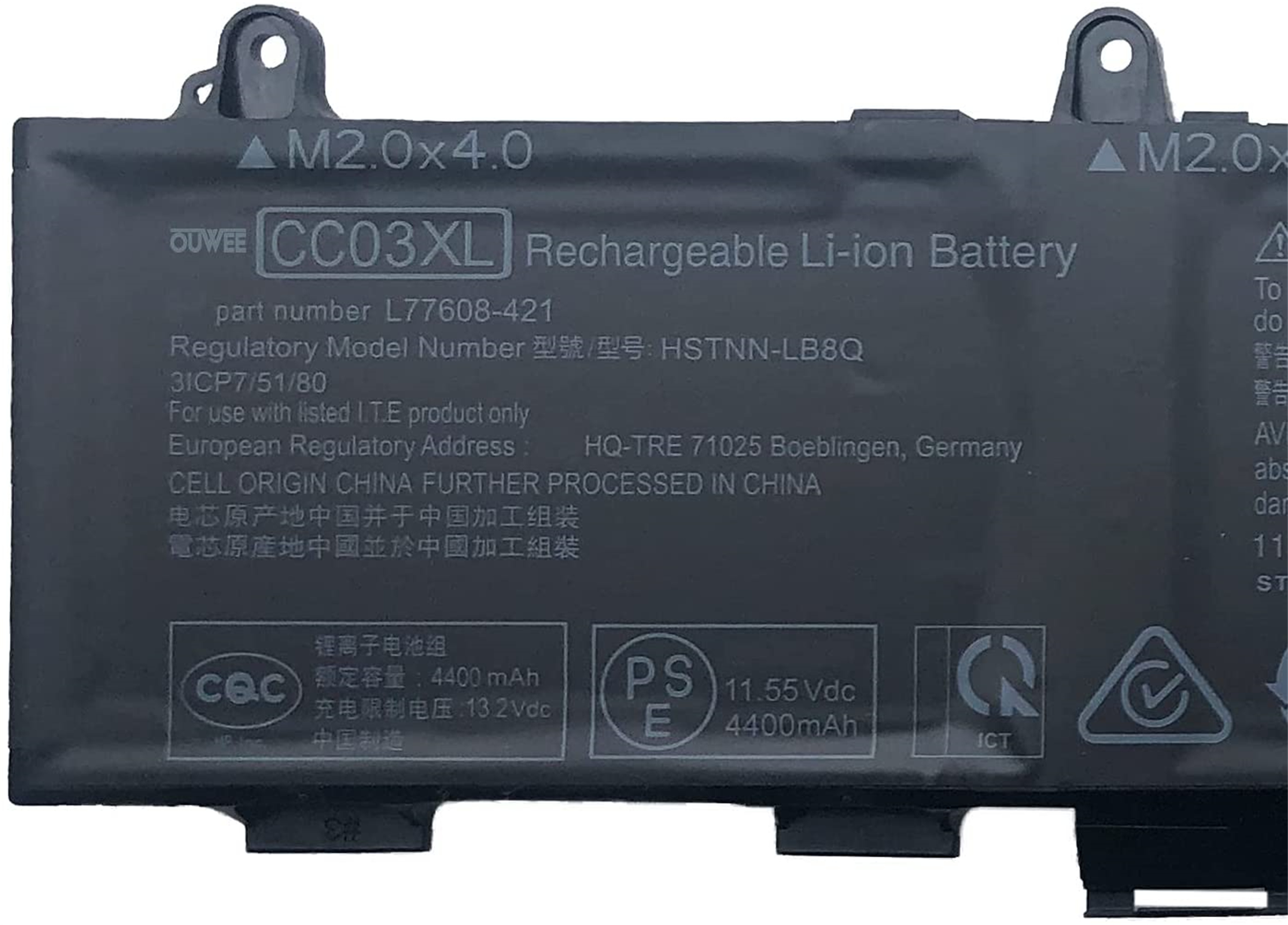 CC03XL rechargeable lithium ion Notebook battery Laptop battery HSTNN-DB9Q L77608-2C1 HSTNN-IB9F 11.55V 53Wh for HP laptop EliteBook x360 830 G7 G8 ZBook Firefly 14 G7 G8