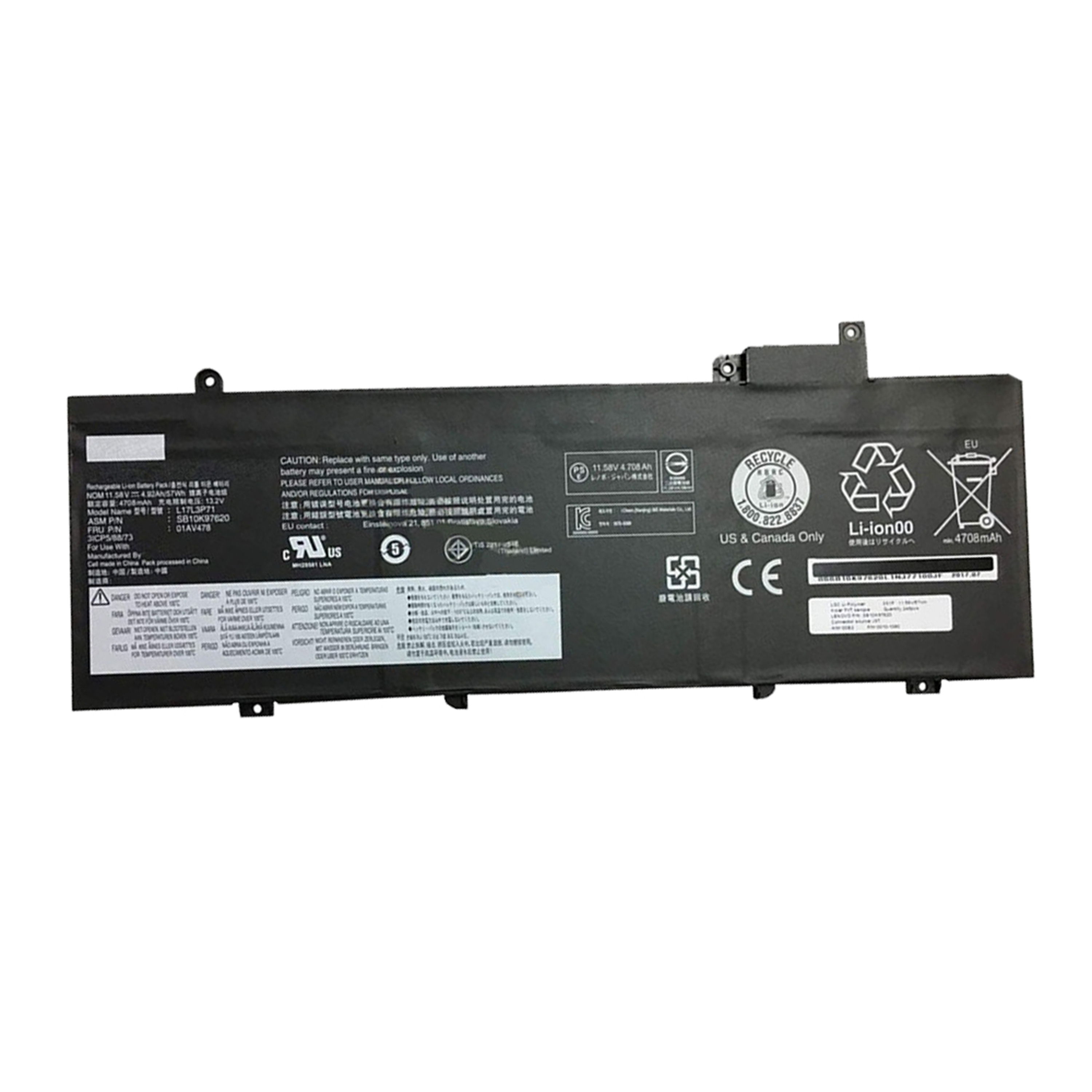 L17L3P71 rechargeable lithium ion Notebook battery Laptop battery For Lenovo ThinkPad T480s Series 11.58V 57Wh