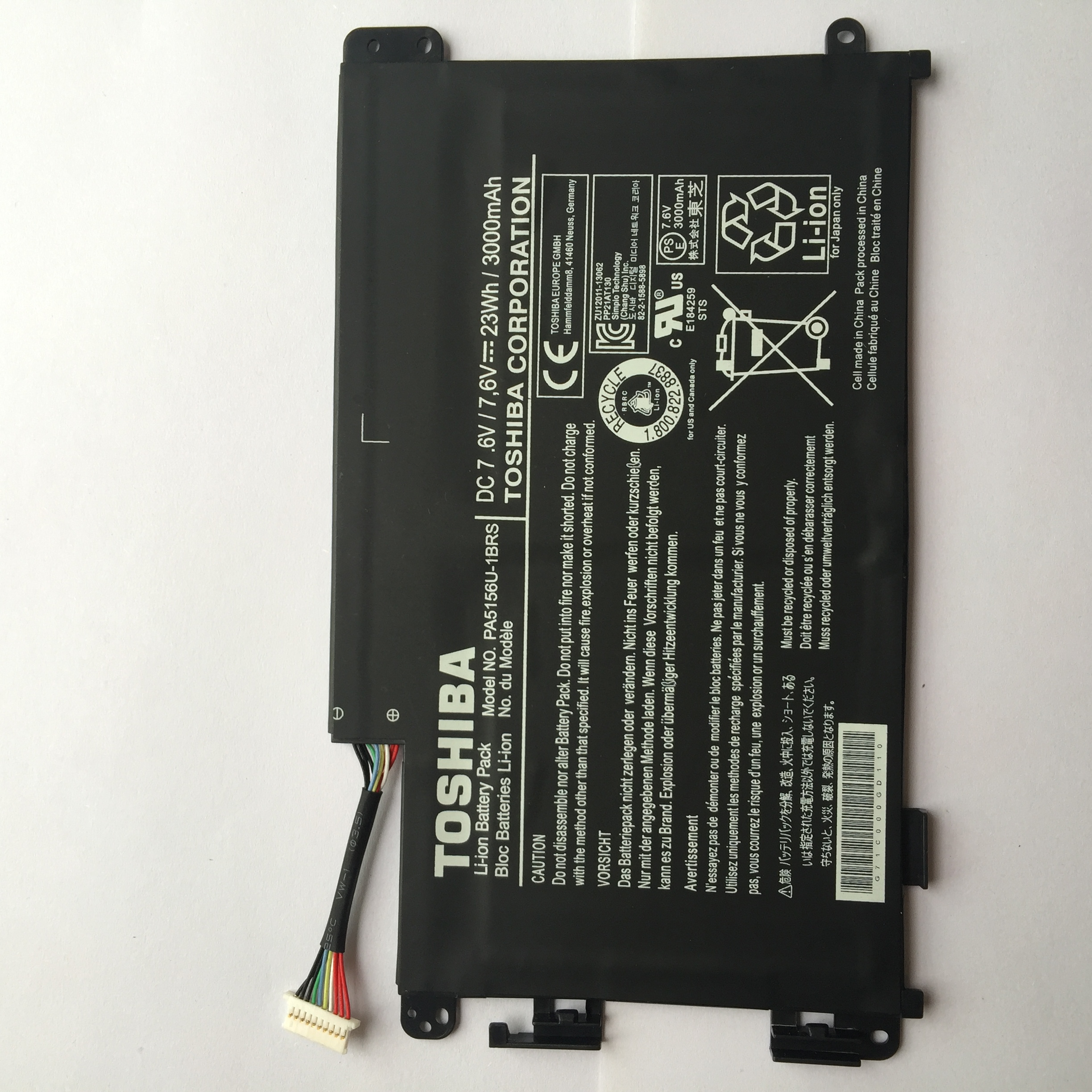 PA5156U-1BRS rechargeable lithium ion Notebook battery Laptop battery W35DT P000577240 7.6V 23Wh 3000mAh