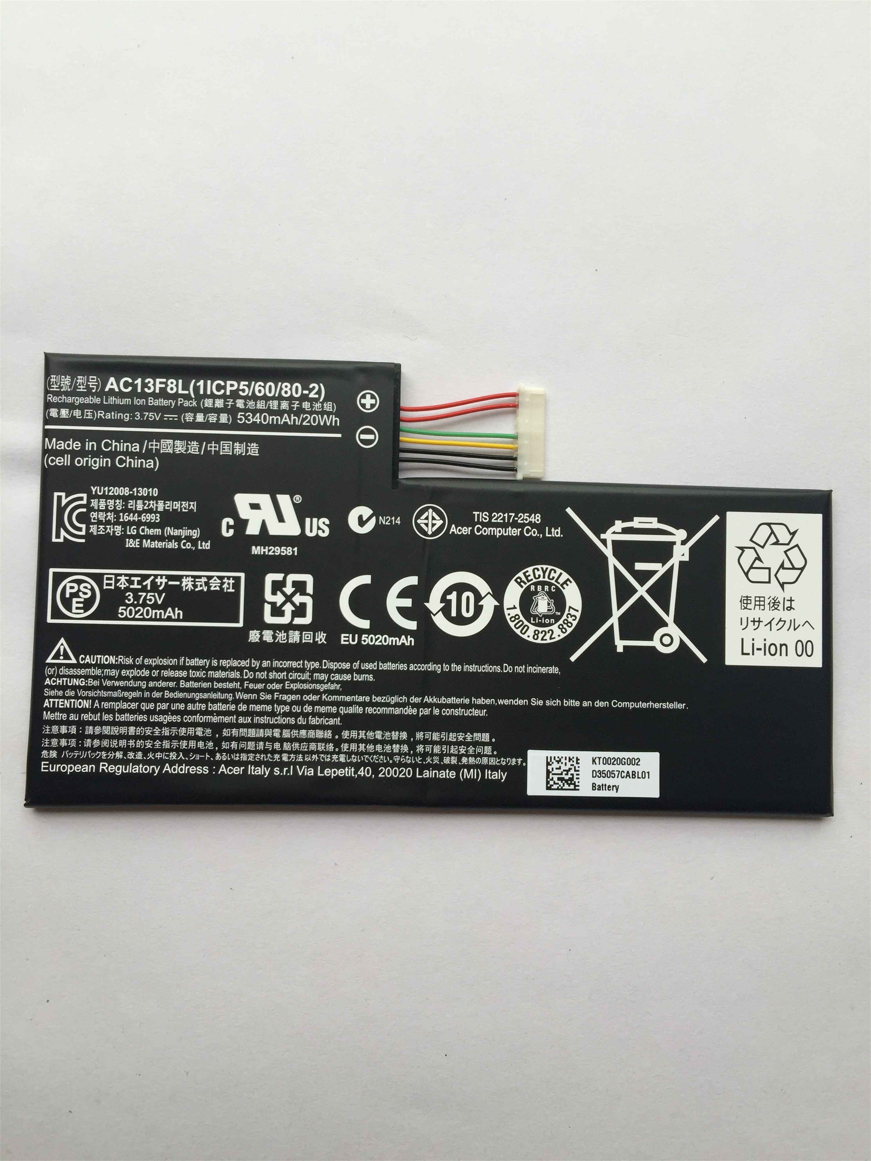 Best Seller OEM Manufacturer laptop battery lithium ion batteries AC13F8L for Acer Iconia Tab A1-A810 A1-A811 Tablet W4-820P W4-820 1ICP5/60/80-2